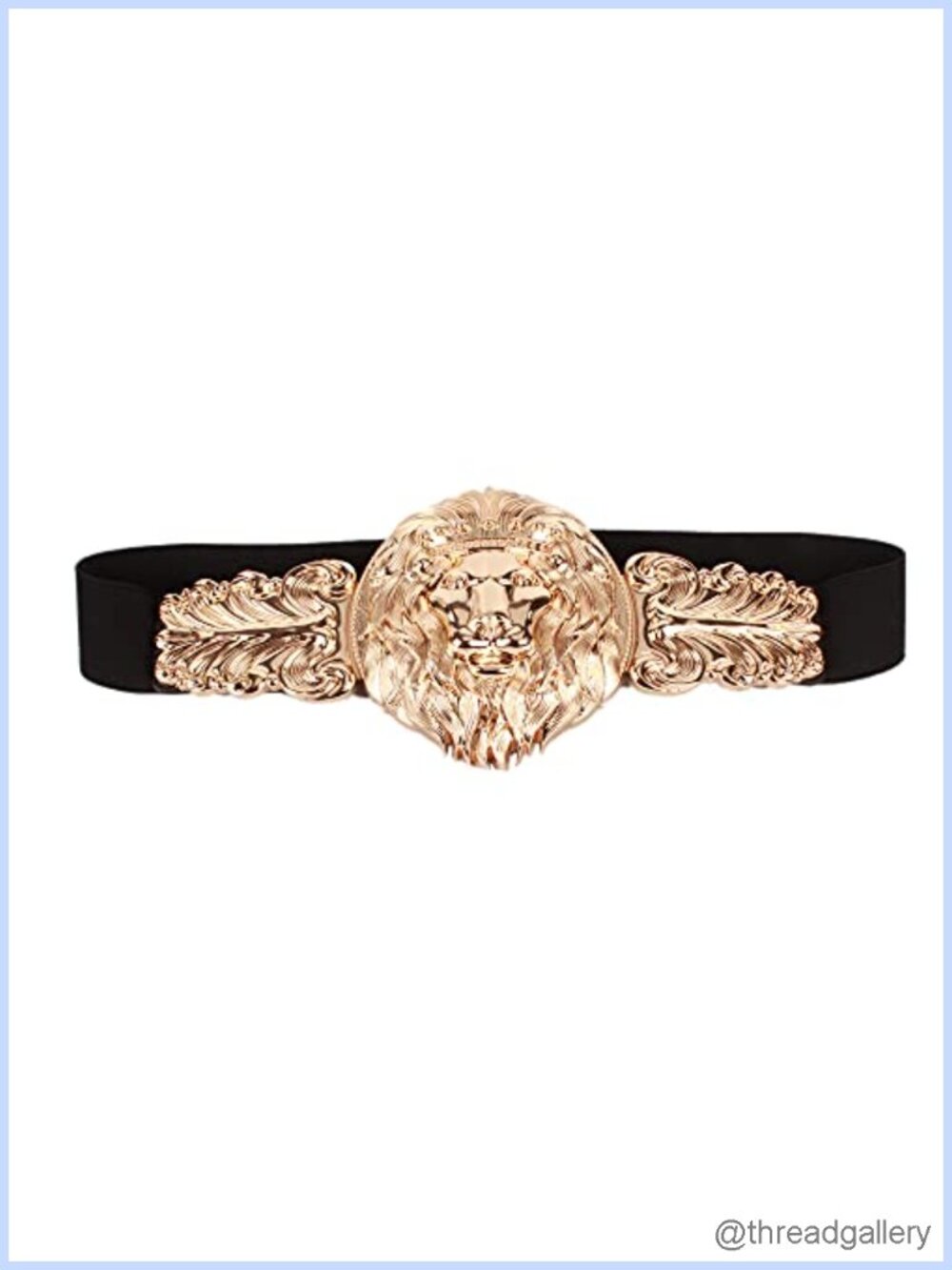 Elastic Cinch Belt Retro Lion Head Carved Corset Waistband Alloy Buckle